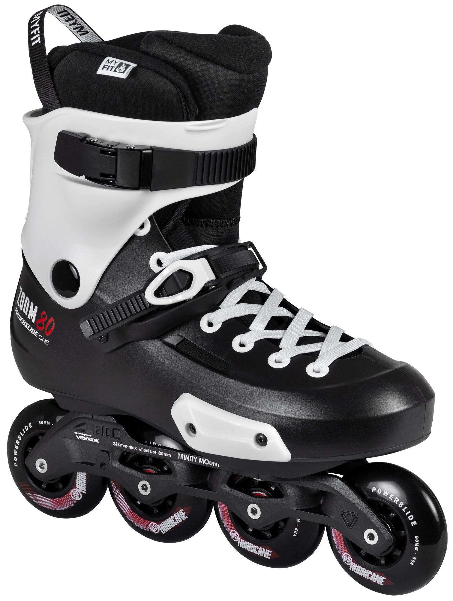 Kolečkové brusle Powerslide Zoom Pro Black 80 Trinity, 4x, 80, 43-44