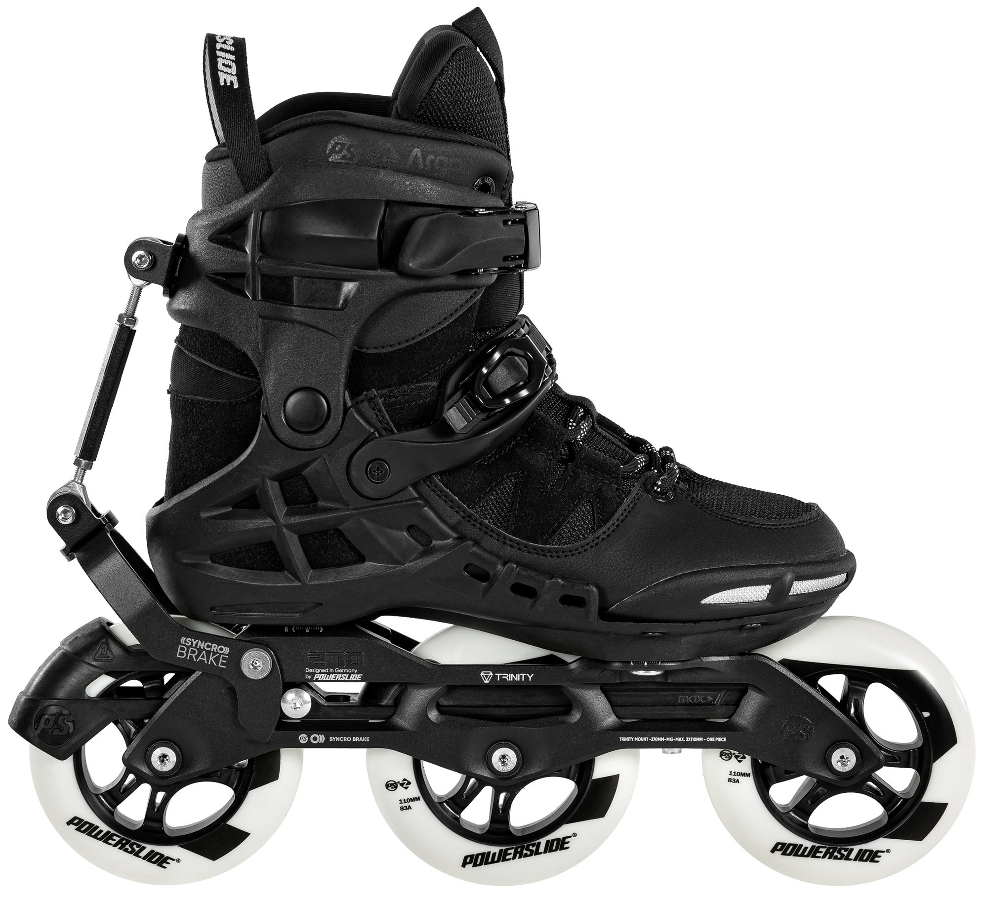 Kolečkové brusle Powerslide Phuzion Argon Syncro Black 110 Trinity, 3x, 110, 47