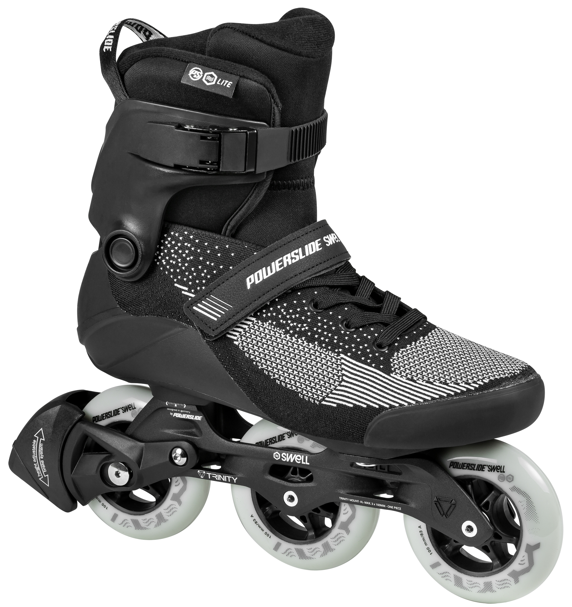 Kolečkové brusle Powerslide Swell Lite Black 100 Trinity, 46-47, 3x, 100