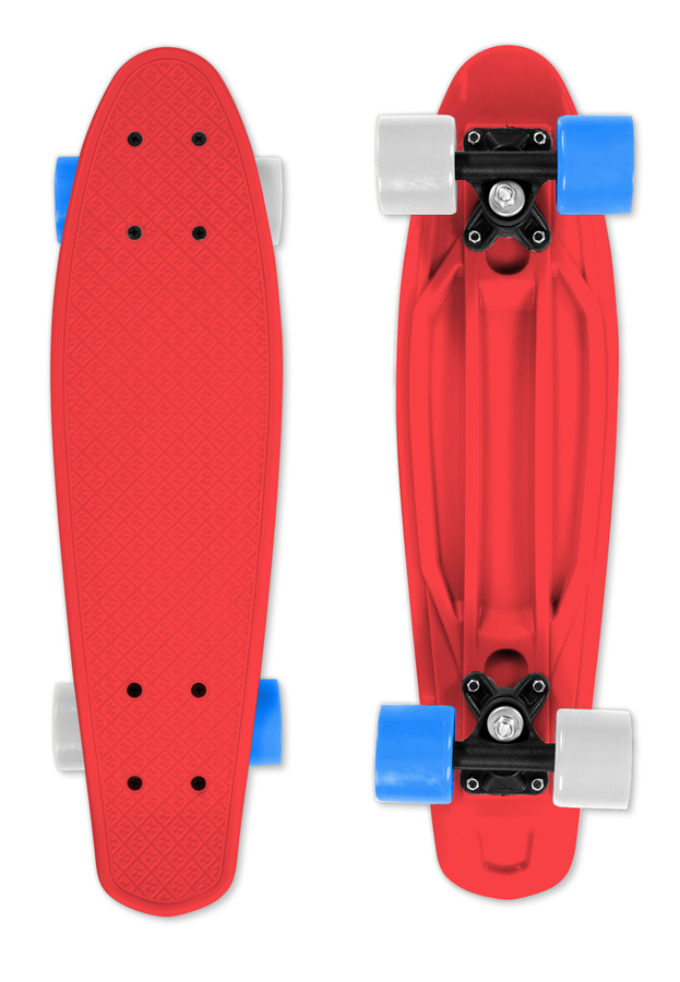 Skateboard FIZZ BOARD Red, Blue-White PU, červený