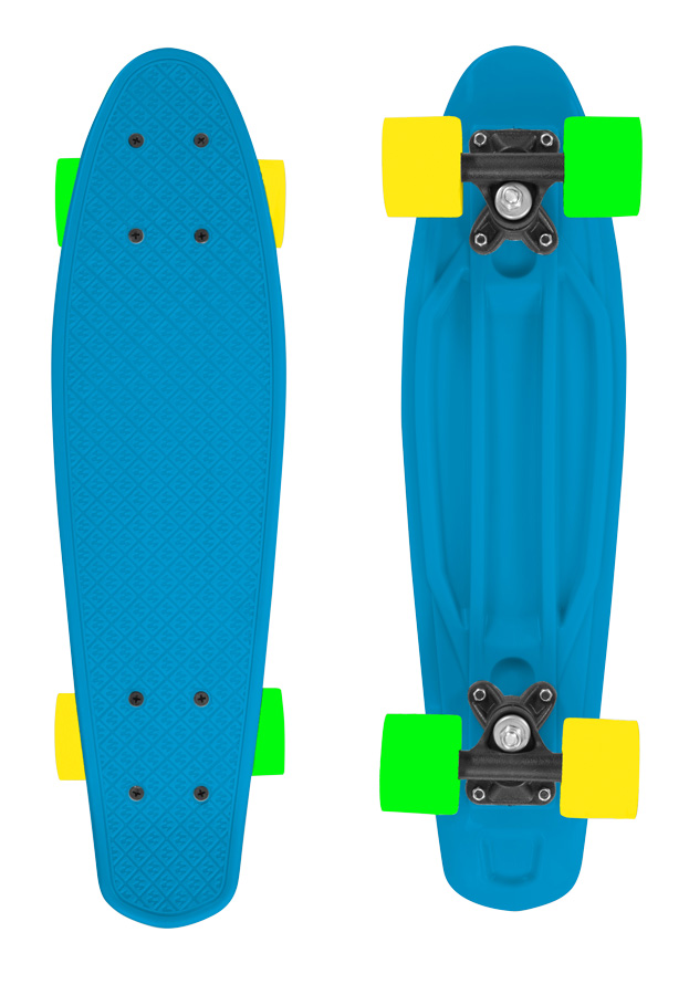 Skateboard FIZZ BOARD Blue, Orange PU, modrý