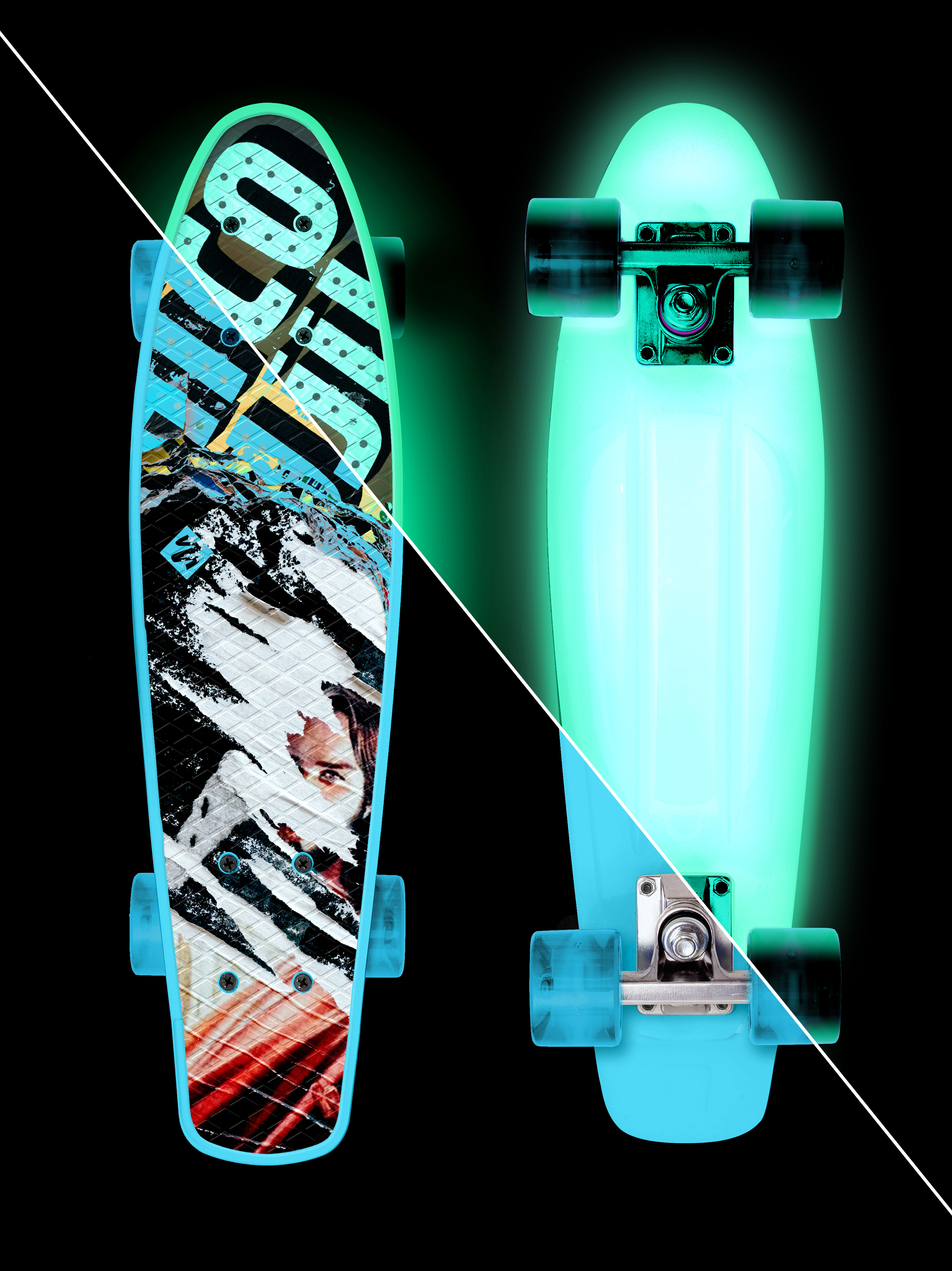 Skateboard Street Surfing BEACH BOARD  Glow Rough Poster