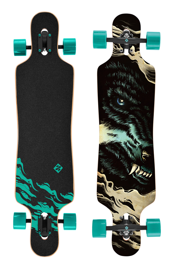 Street Surfing Wolf - artist series longboard