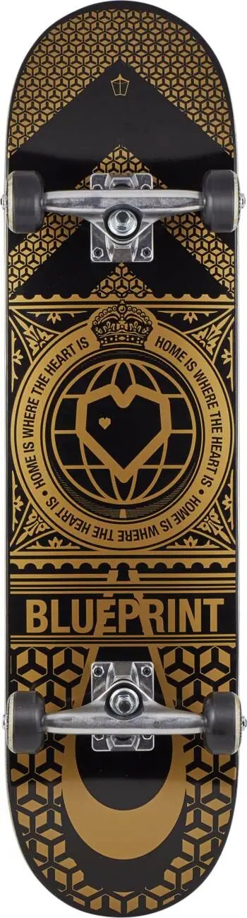 Skateboard Blueprint Home Heart 8.125" zlatý