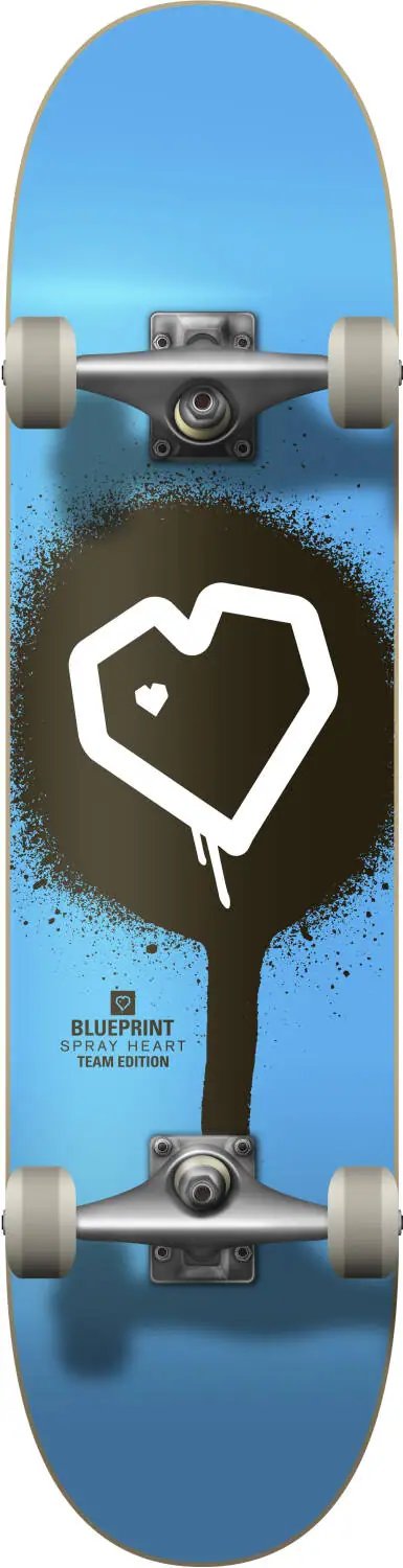 Blueprint Spray Heart V2 Skateboard Komplet (8"|Modrá/Černá/Bílá)