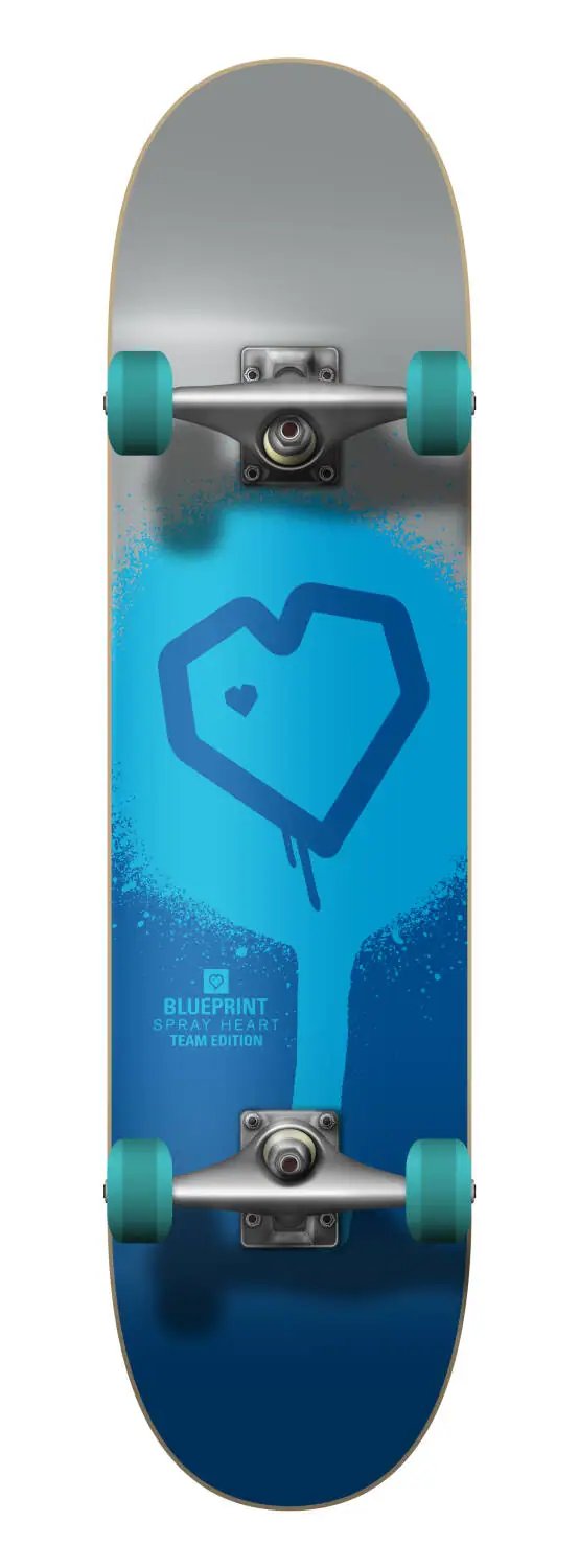 Blueprint Spray Heart V2 Skateboard Komplet (7.75"|Stříbrná)