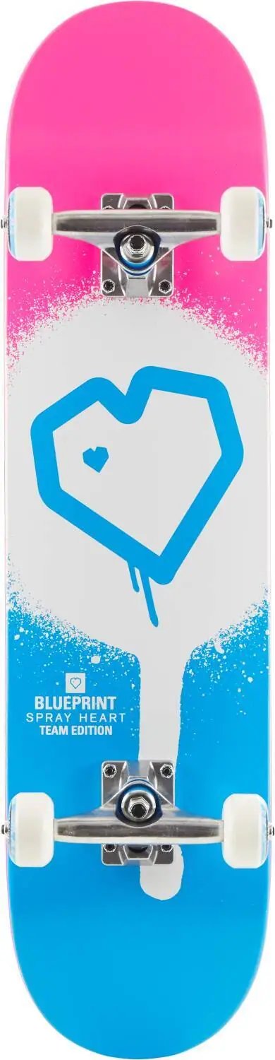 Blueprint Spray Heart V2 Skateboard Komplet (7.75"|Modrá/Bílá/Růžová)