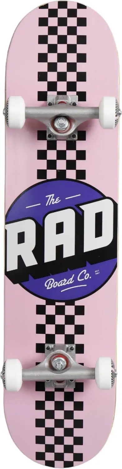 RAD Checker Stripe Skateboard Komplet (7.75"|Růžová/Černá)