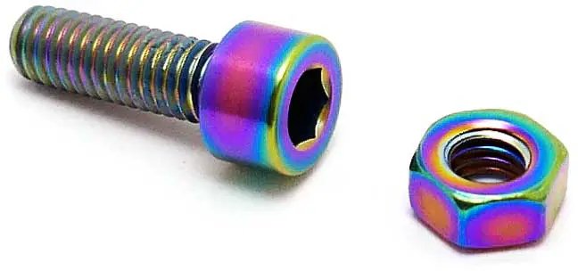 TLC Titanium BMX Seat objímka šroub a Matice (Rainbow)