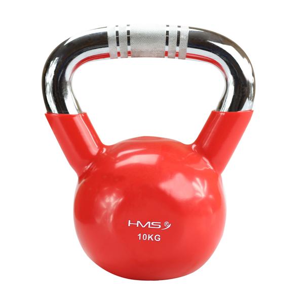 Kettlebell s chromovaným úchopem HMS KTC 10 kg červený