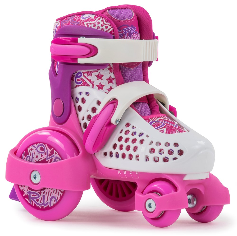 SFR Stomper Adjustable Children's Quad Skates - Pink / White - UK:10J-13J EU:28-32 US:M11J-1