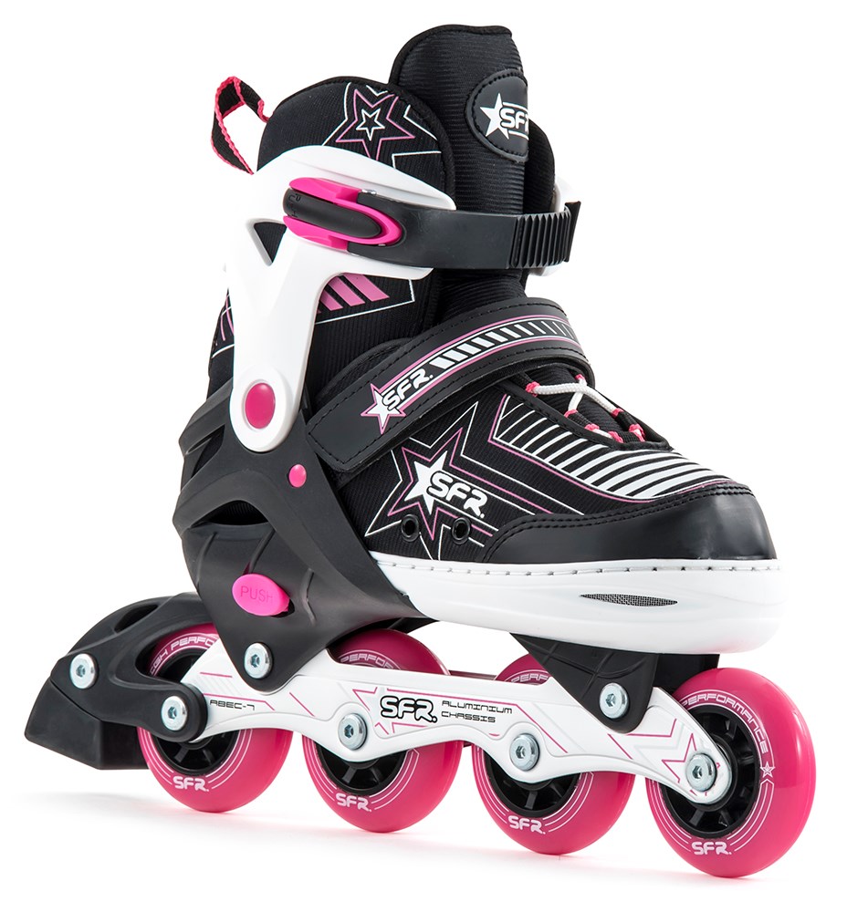 SFR Pulsar Adjustable Children's Inline Skates - Pink - UK:12J-2J EU:30.5-34 US:M13J-3