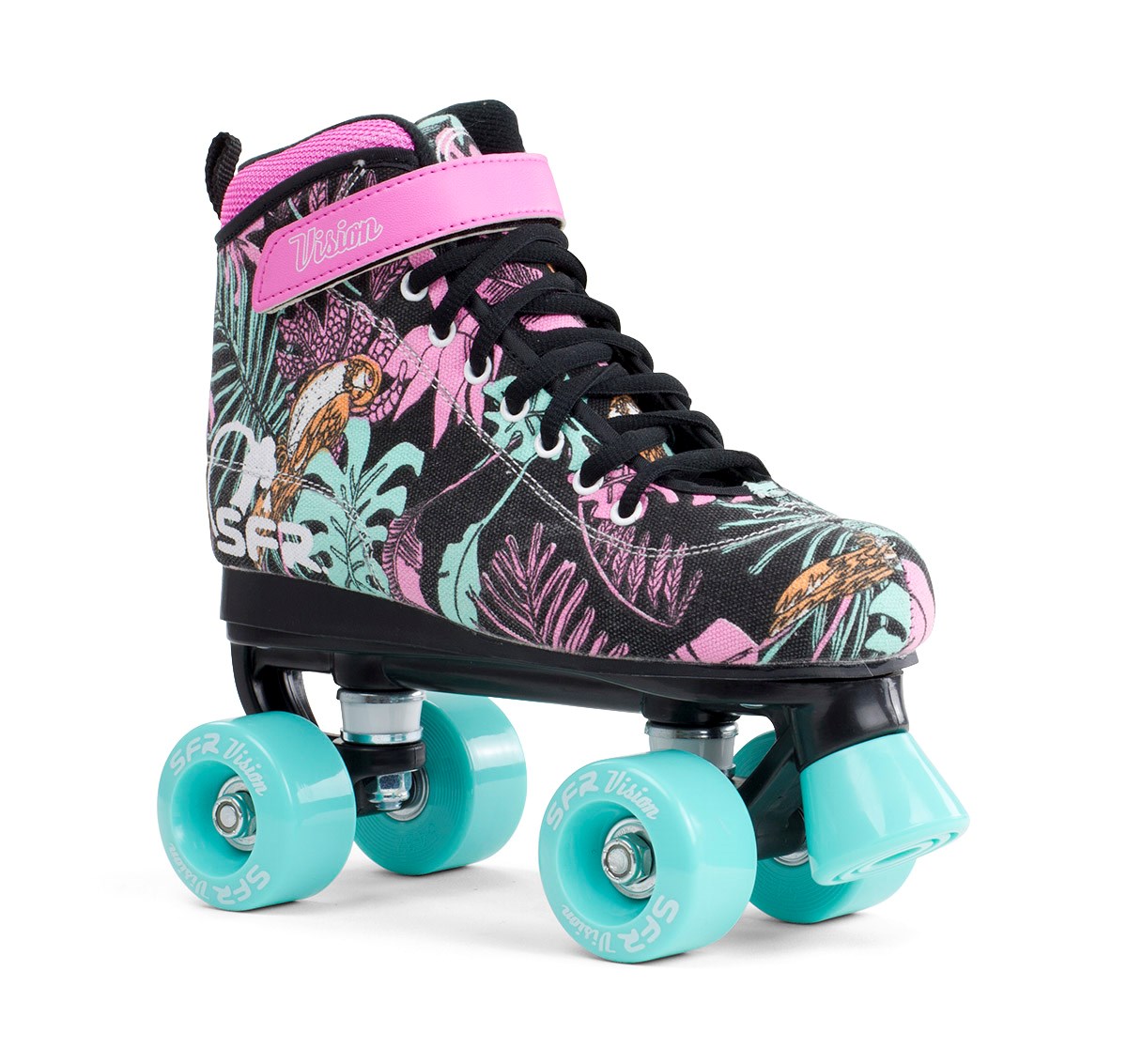 SFR Vision Canvas Children's Quad Skates - Black Floral - UK:2J EU:34 US:M3L4