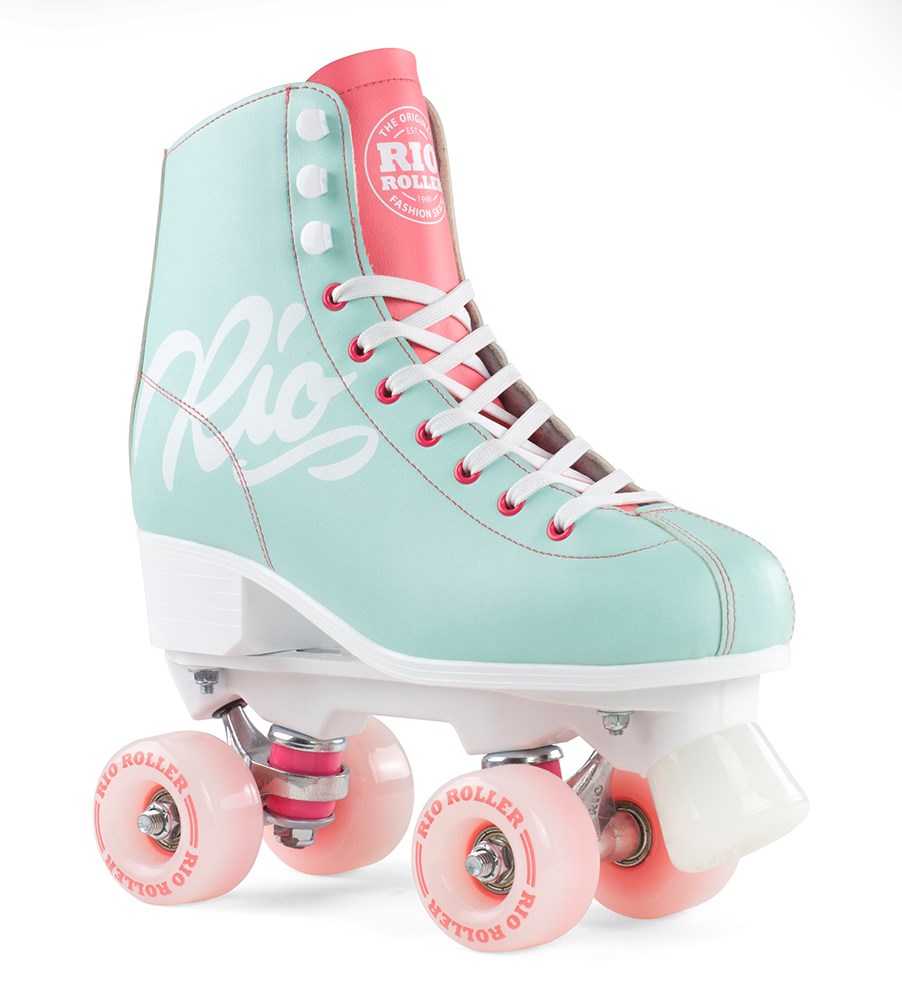 Rio Roller Script Children's Quad Skates - Teal / Coral - UK:3J EU:35.5 US:M4L5