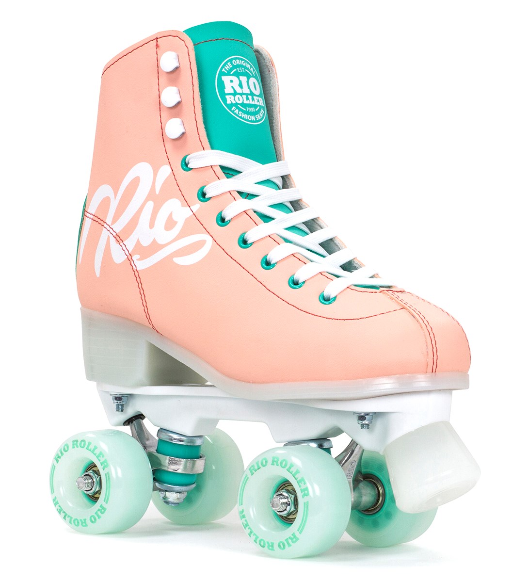 Rio Roller Script Children's Quad Skates - Peach / Green - UK:5J EU:38 US:M6L7