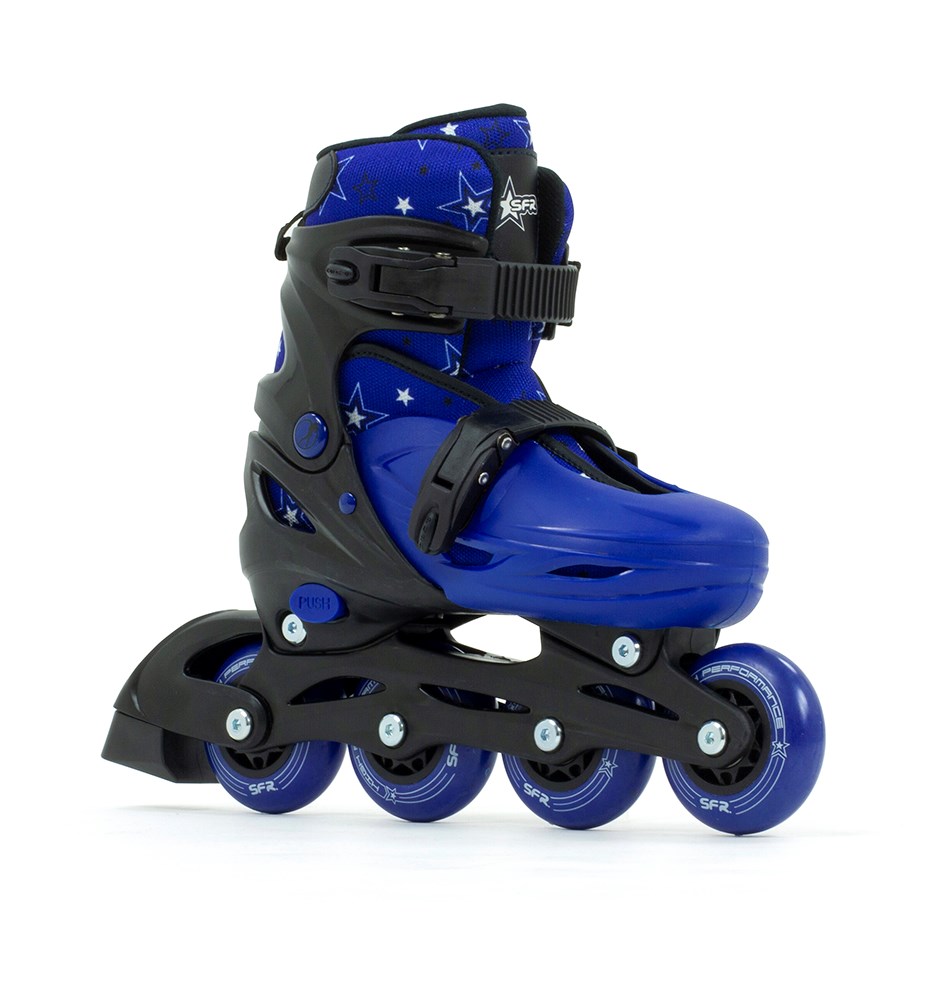 SFR Plasma Adjustable Children's Inline Skates - Black / Blue - UK:1J-4J EU:33-37 US:M2-5