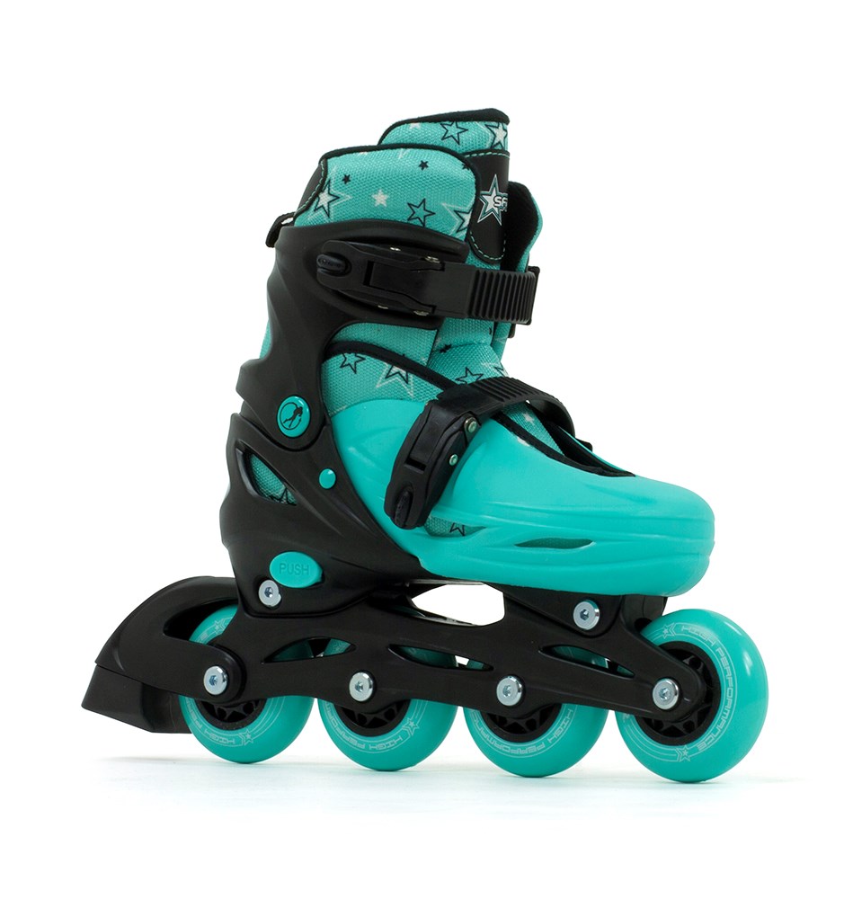 SFR Plasma Adjustable Children's Inline Skates - Black / Green - UK:1J-4J EU:33-37 US:M2-5