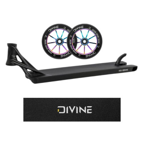 Set Deska Ethic Lindworm V4 600 mm černá + 2ks koleček Divine 110 mm Spoked Neochrome + Divine logo griptape