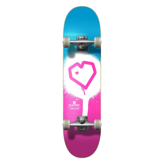 Blueprint Spray Heart V2 Skateboard Komplet (7.25"|Růžová/Bílá/Modrá)