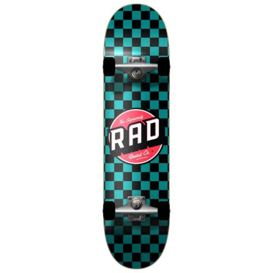 RAD Checkers Complete Skateboard 7.25" Checkers Teal