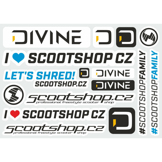 List samolepek Scootshop.cz X Divine L