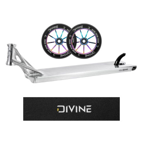 Set Deska Ethic Lindworm V4 600 mm RAW + 2ks koleček Divine 110 mm Spoked Neochrome + Divine logo griptape