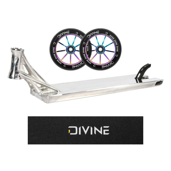 Set Deska Ethic Lindworm V3 560mm Boxed Polished + 2ks koleček Divine 110 mm Spoked Neochrome + Divine logo griptape